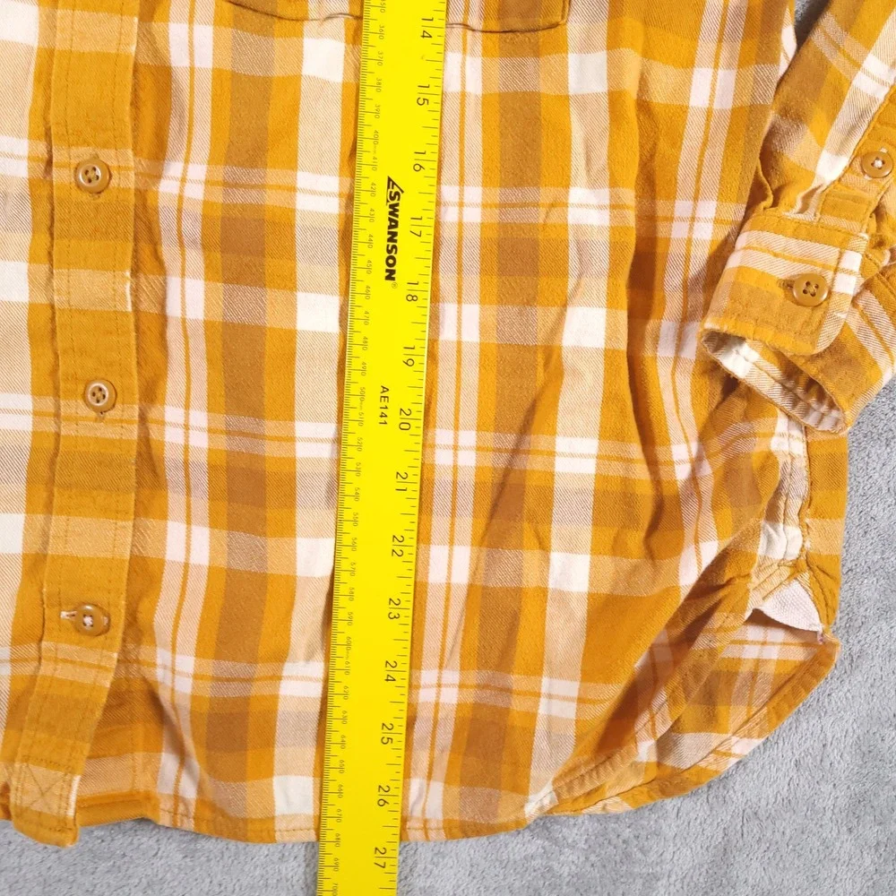 REI Co-op Shirt Womens XL Yellow Plaid Flannel Button Up Long Sleeve Outdoor